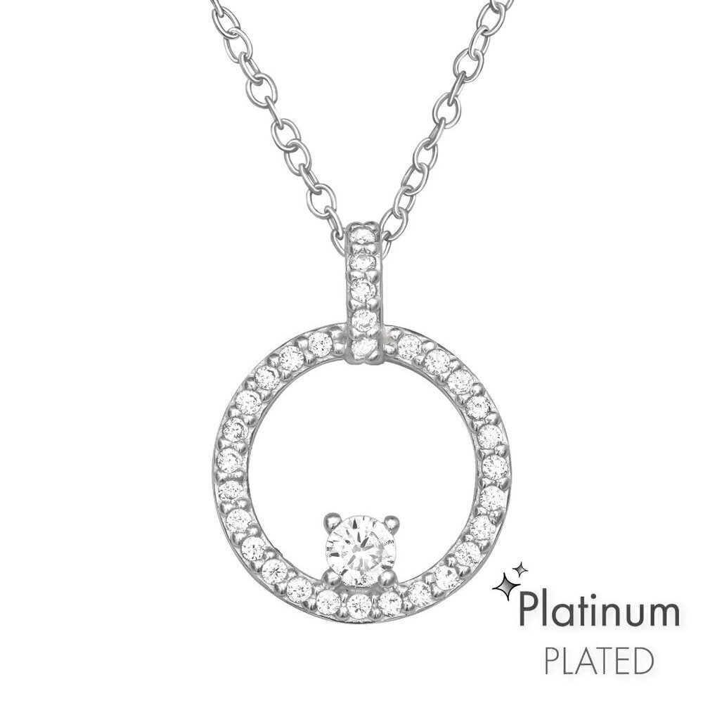 Platinum Circle CZ Necklace​